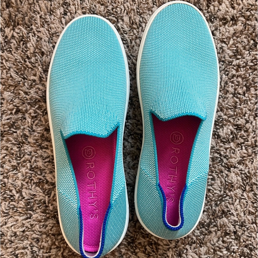 NEW Rothy's Women's Teal Slip-On Sneakers Size 7